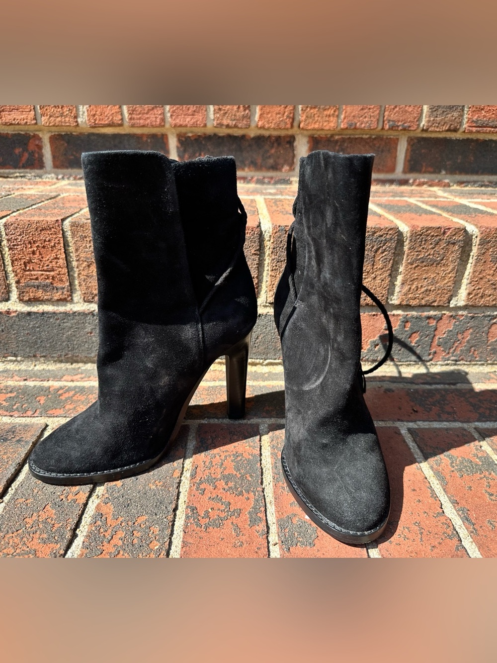 Joie Black Suede High-Heel Ankle Boots - Women's Fashion